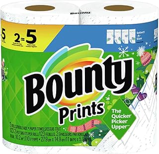 Bounty Winter Print Select-a-Size Paper Towels, 2 Double Plus Rolls