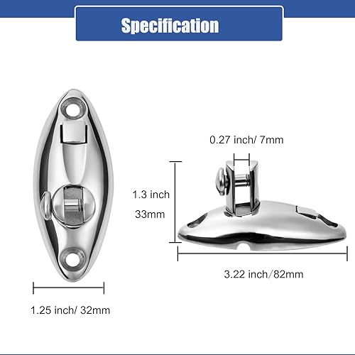 Miniatura 6 de Bisagra giratoria superior Bimini de liberación rápida para barco, rotación de 360 grados, acero inoxidable 316 sólido, hardware superior Bimini