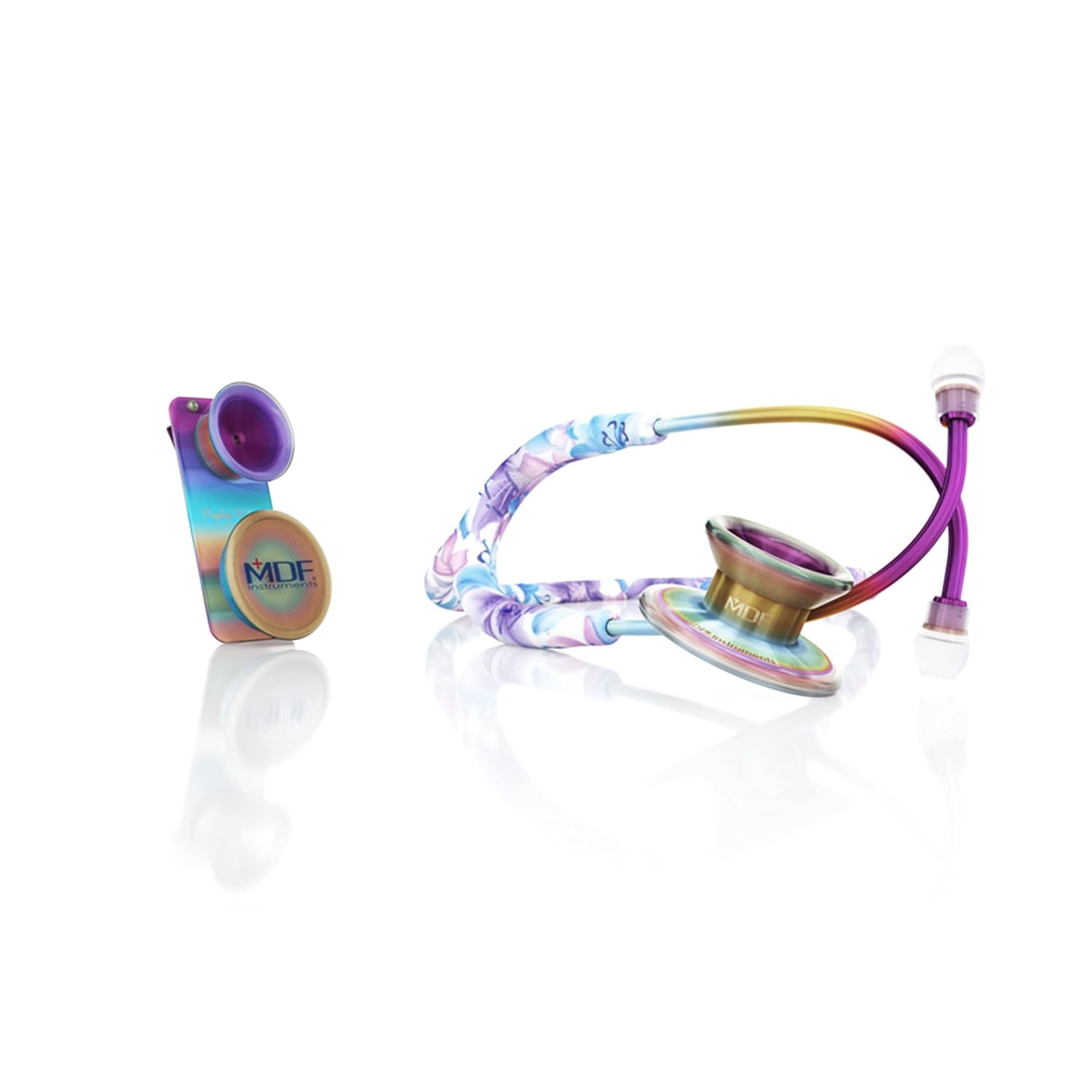 MDF Instruments Monet Kaleidoscope MD One Epoch Lightweight Titanium Stethoscope + MDF Pediatric Attachment with Clip