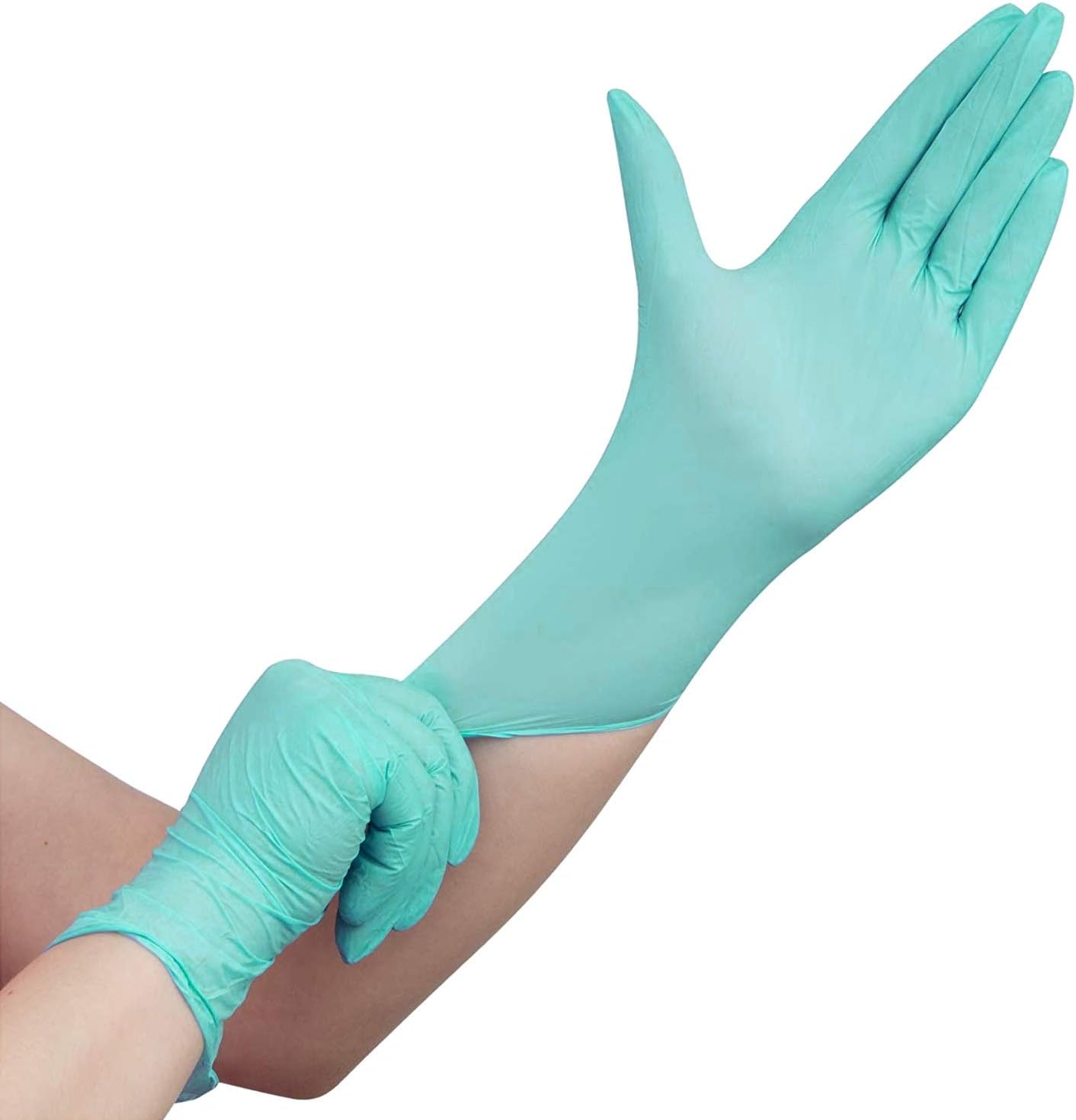 Nitras 100 x Nitrile Gloves Aloe Vera for Cosmetics Hand Care Manicure Beauty Medical Ladies Disposable Gloves Latex Free Powder-Free Green