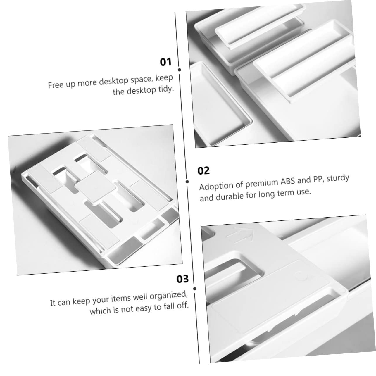 Angoily 2pezzi Sottotavolo Portapenne Estraibile Organizer Per Cancelleria e Articoli Per Ufficio Cassetto Invisibile Resistente e Per Prolungato