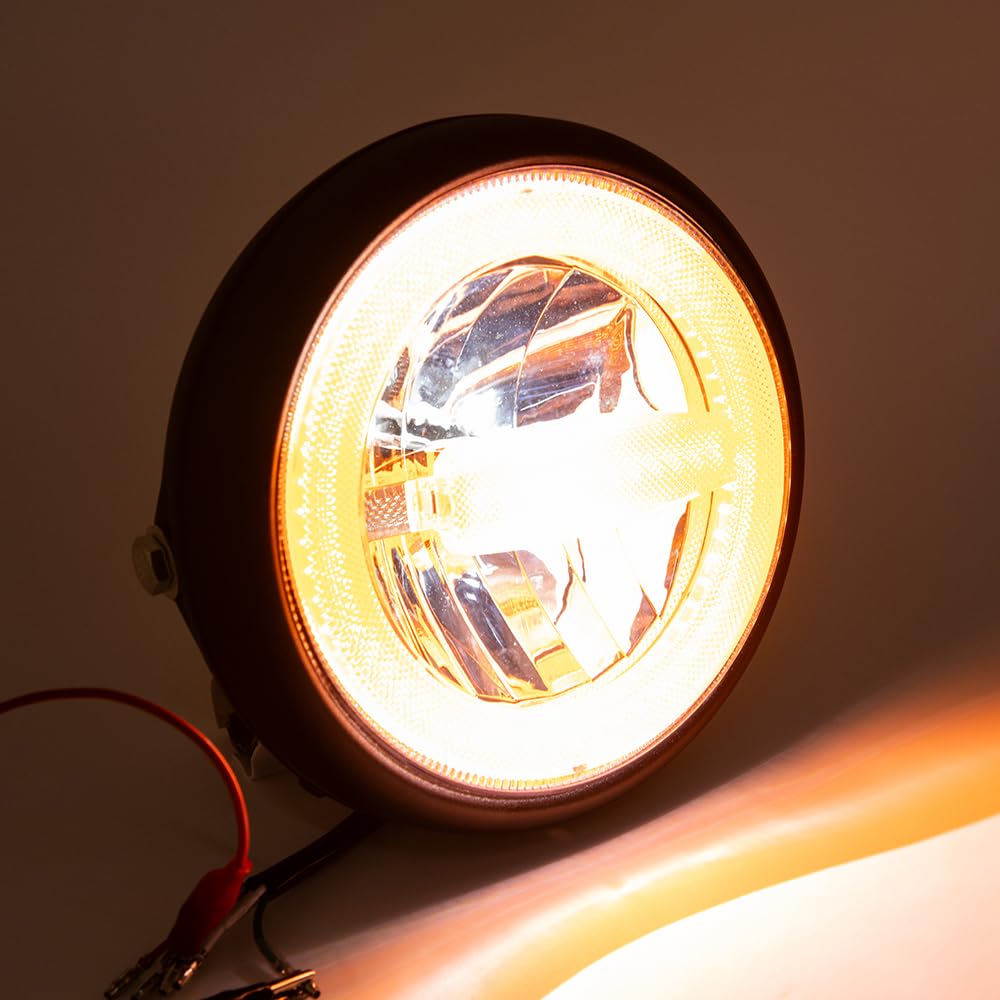 Motorrad scheinwerfer 7'' LED Runder Frontscheinwerfer Mit Halterung für Cafe Racer bobber Chopper V Rod CB900 CB400 CB750 CB1300 CB1100 Hornet 250 (Style B)