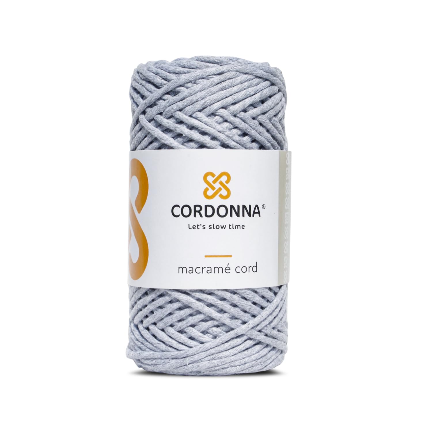 3mm Macrame Cord Cotton - 100m Twisted Macrame Twine for Crafts with 40 Threads | Colored Cotton Rope String for Crafts, Wall Hanging and Plant Hangers | Macrame Supplies | Cordonna | Grey