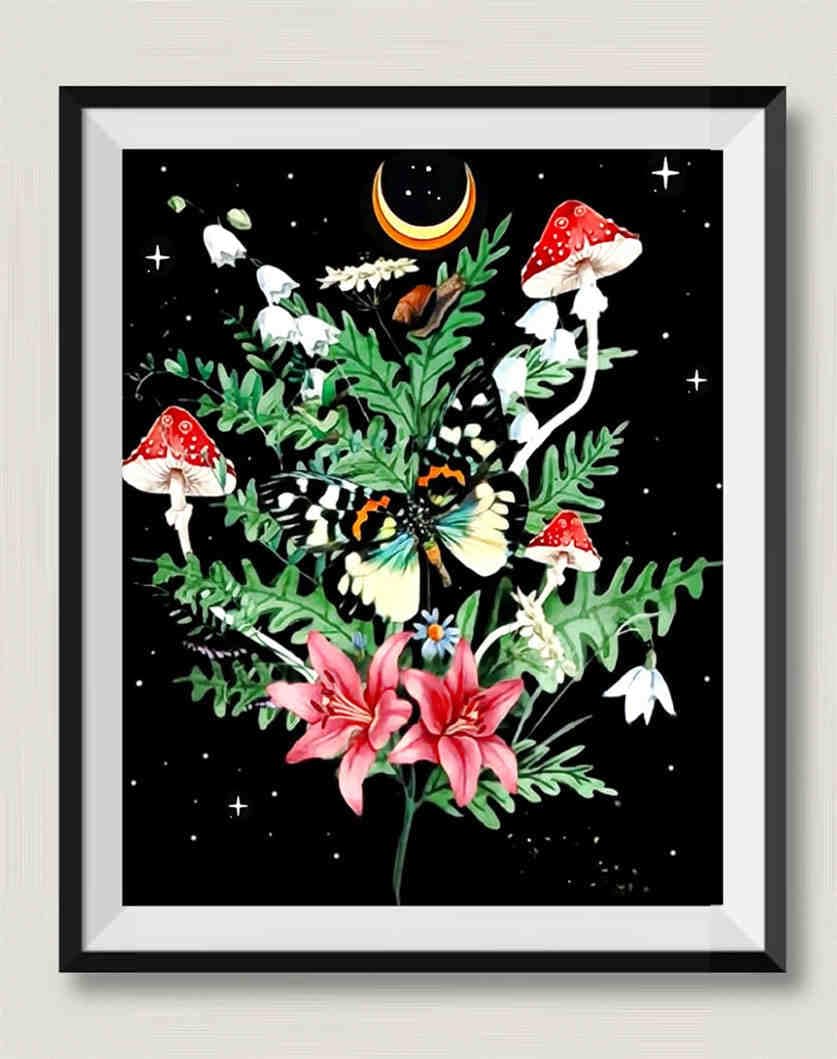 Moon Mushroom Butterfly Flower - Rompecabezas de Madera de 5000 Piezas - Juguetes educativos de Aprendizaje para niños y niñas