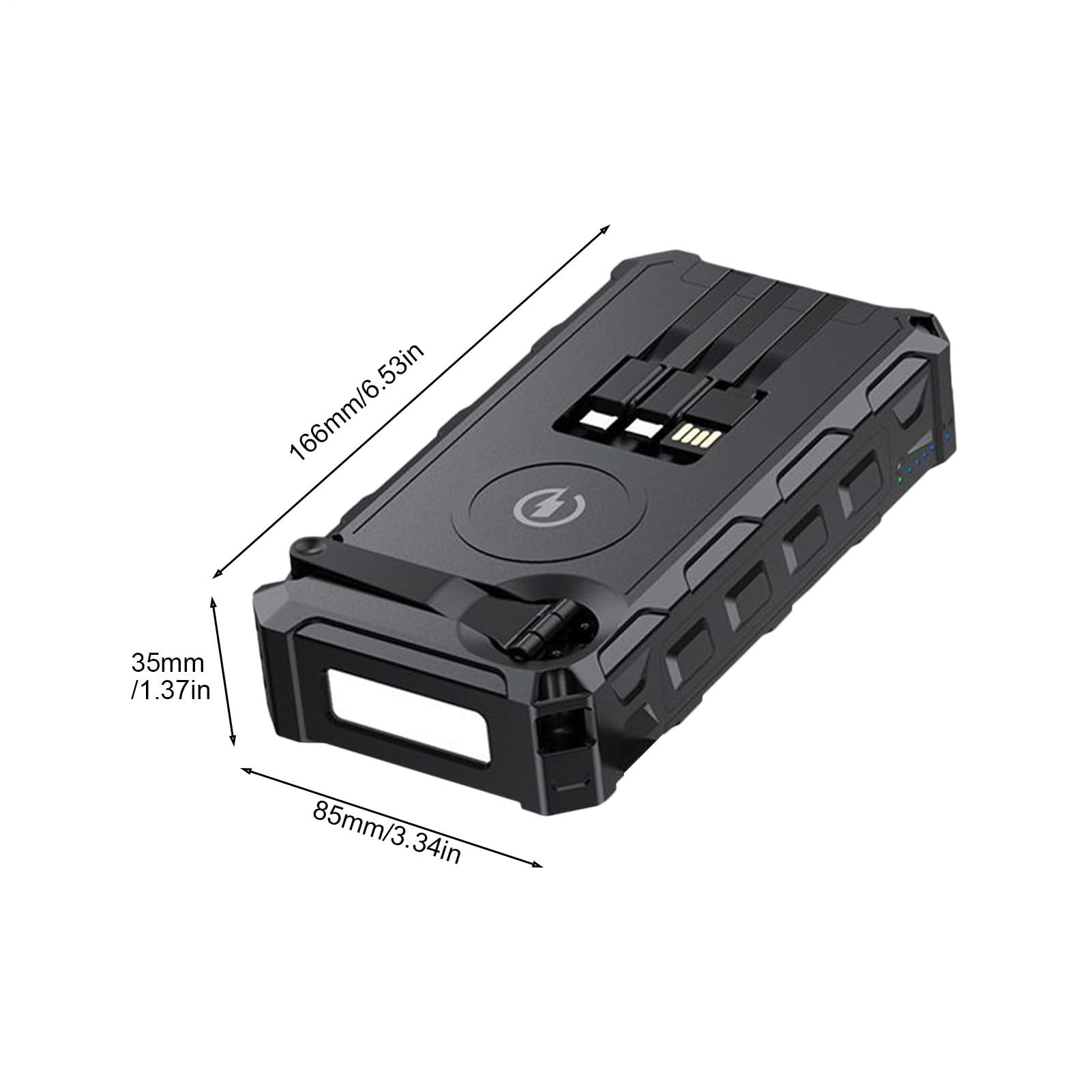 Solar Powerbank, ręczny bank, kompaktowa składana konstrukcja bezprzewodowa ładowarka, alarm do jazdy na rowerze, turystyka, kemping, wędkarstwo, outdoor, 6,54 x 3,35 x 1,38 cala