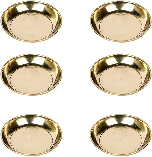Miniatura 10 de Craftsman SATVIK - Juego de 12 piezas de latón puro Pujan Prasad Bhog Thali Mandir templo indio hindú rituales diwali festivo Kahnaji Bhog Puja Plate