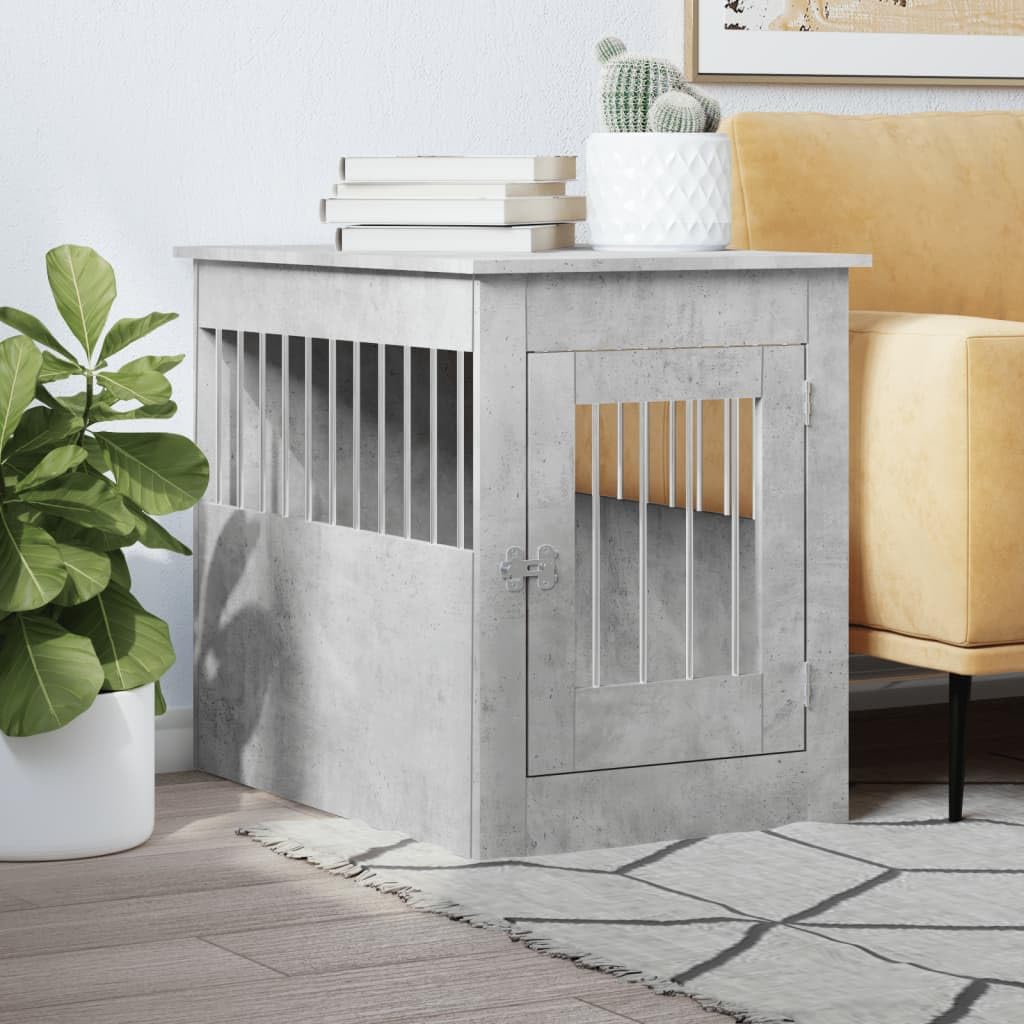 LAPOOH Dog Crate Furniture Concrete Grey 55x80x68 cm Engineered Wood,Basic Dog Crate,Dog Crate Furniture,Dog House(SPU:838326)