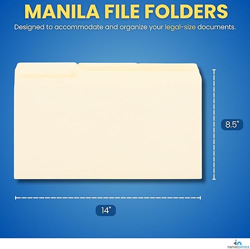 Miniatura 2 de 1InTheOffice Carpetas de archivos legales, carpetas de archivos tamaño legal, carpeta de archivos surtidos de 1/3 pestañas, Manila, paquete de 25