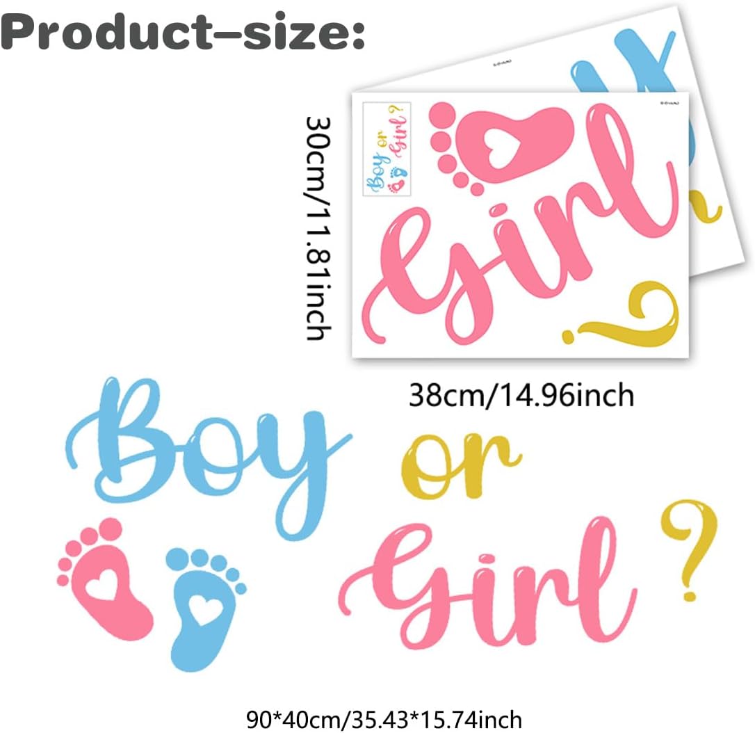 Boy or Girl Wall Decals，Gender Reveal Wall Stickers, Baby Shower Party Decal Wall Stickers, Gender Reveal Party Decorations, Arch Decor Baby Party Decorations Vinyl Stickers for Backdrop party Supply.