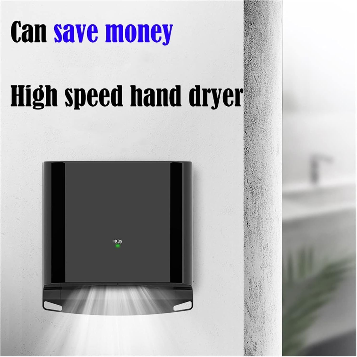 Hand Dryer Automatic Hand Dryers High Speed Blow Dryer Smart Induction Wall Mounted Induction Intelligent Dryers Machine for Bathroom,Nero-Type