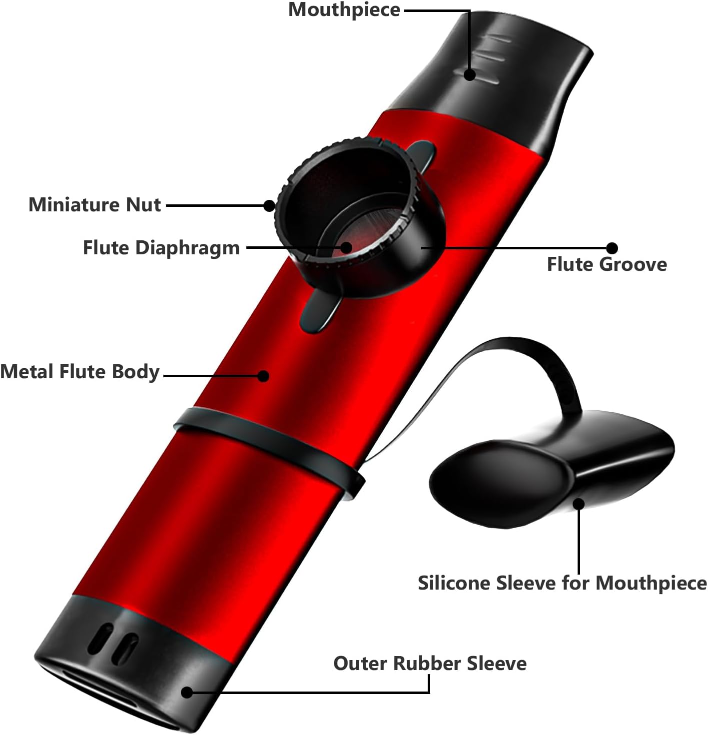 Kazoo Brass Adjustable Tone Extra Membranes Music Accompaniment(red) image 2
