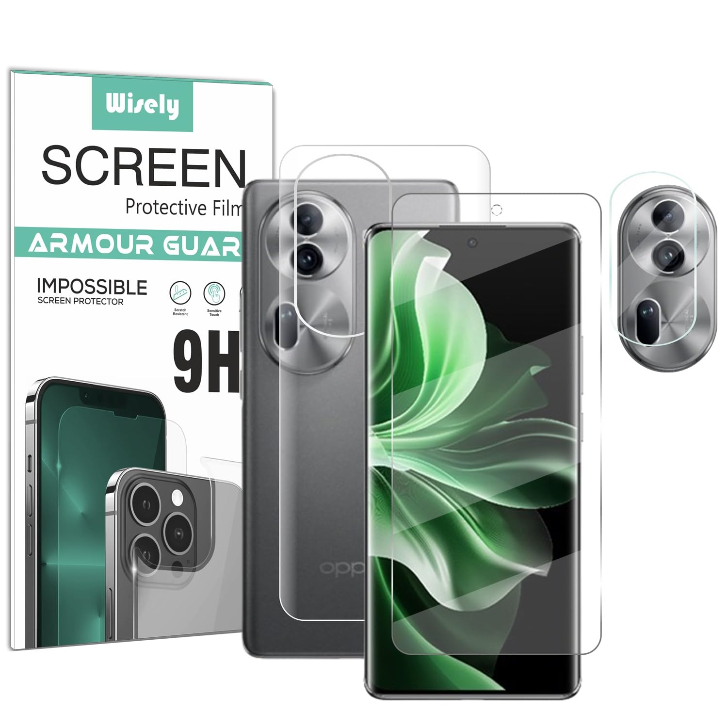 Wisely 3in1 Camera Lens Nano Glass + Anti Scratch Front & Back Guard Screen Protector for Oppo Reno 11 Pro 5G - |Front&Back + Camera Guard| (B0CVBD67H9) Amazon Price History, Amazon Price Tracker