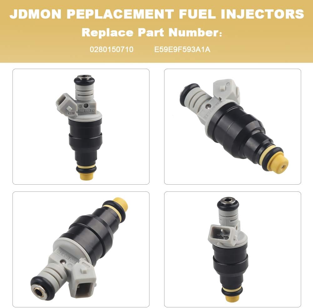 JDMON Fuel Injectors Compatible with Ford Bronco II Ranger F250 F350 Mustang Taurus Lincoln Town Car 0280150710 Pack of 6