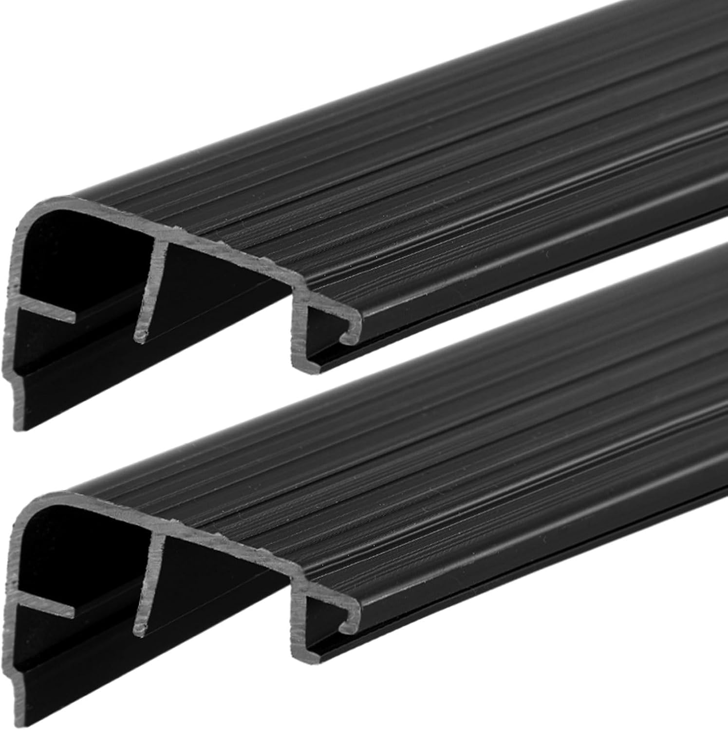 Pangda 2 Pcs 36 L Fixed Vinyl Sill Cap 1-1/4 Inches High Exterior Door Threshold Seal Replacement for Residential Door Trim-to-fit Fixed Vinyl Sill for Residential Entry Waterproof(Black)