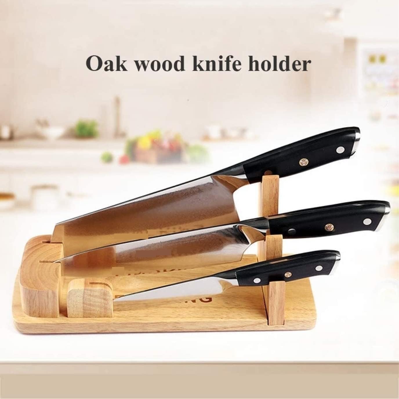 Knife Block Storage Stand Kitchen,Only Selling Cutter Holder,Universal Wood Rack Ventilation for Safe Space Saver Knives Organizer