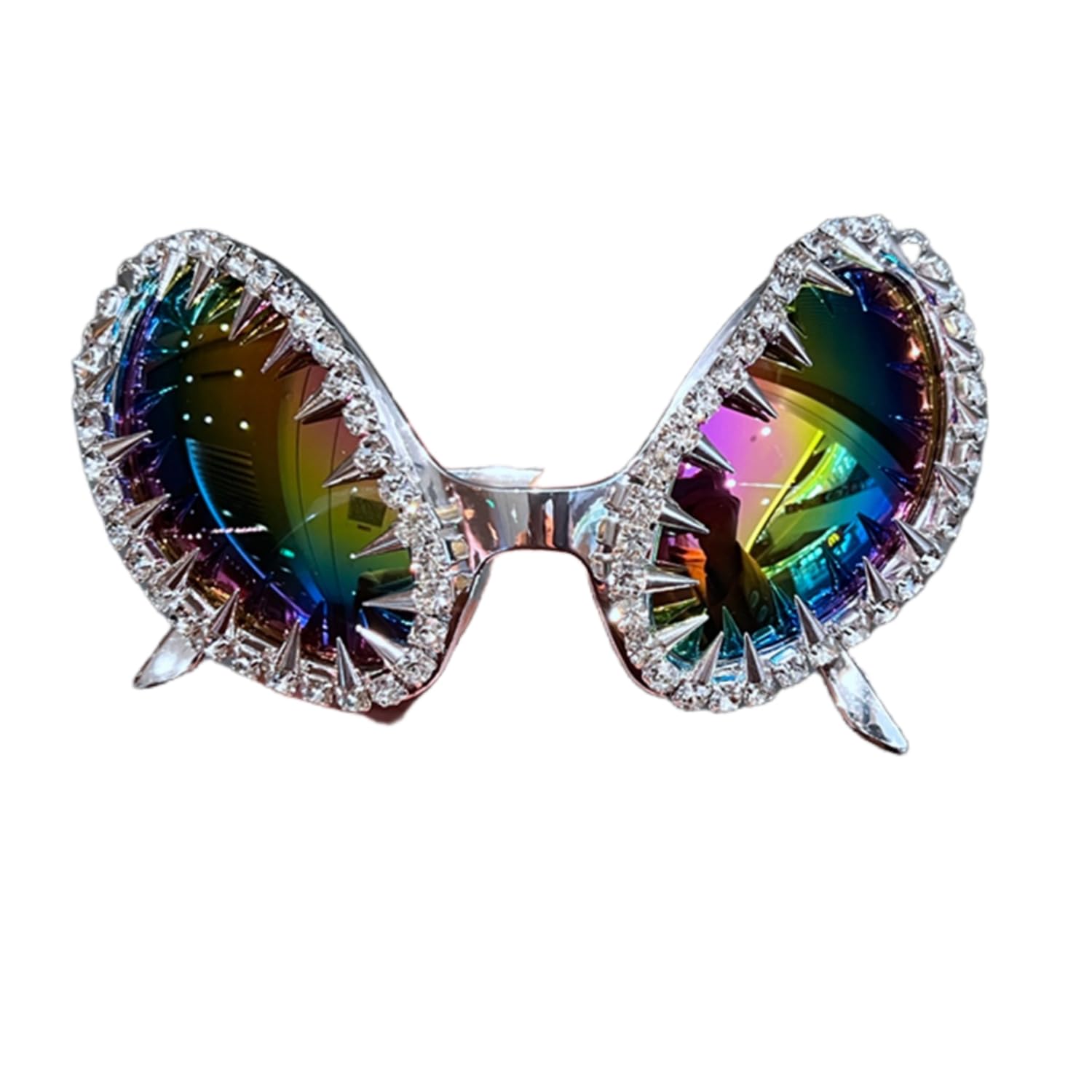 Women Men’s Costume Eyewear Punk Spiked Sunglasses Novelty Rivet Shield Shades Gothic Y2K Steampunk Alt Rockstar Accessories Spike Glasses for Halloween Costume Rave Party Cosplay Music Festival
