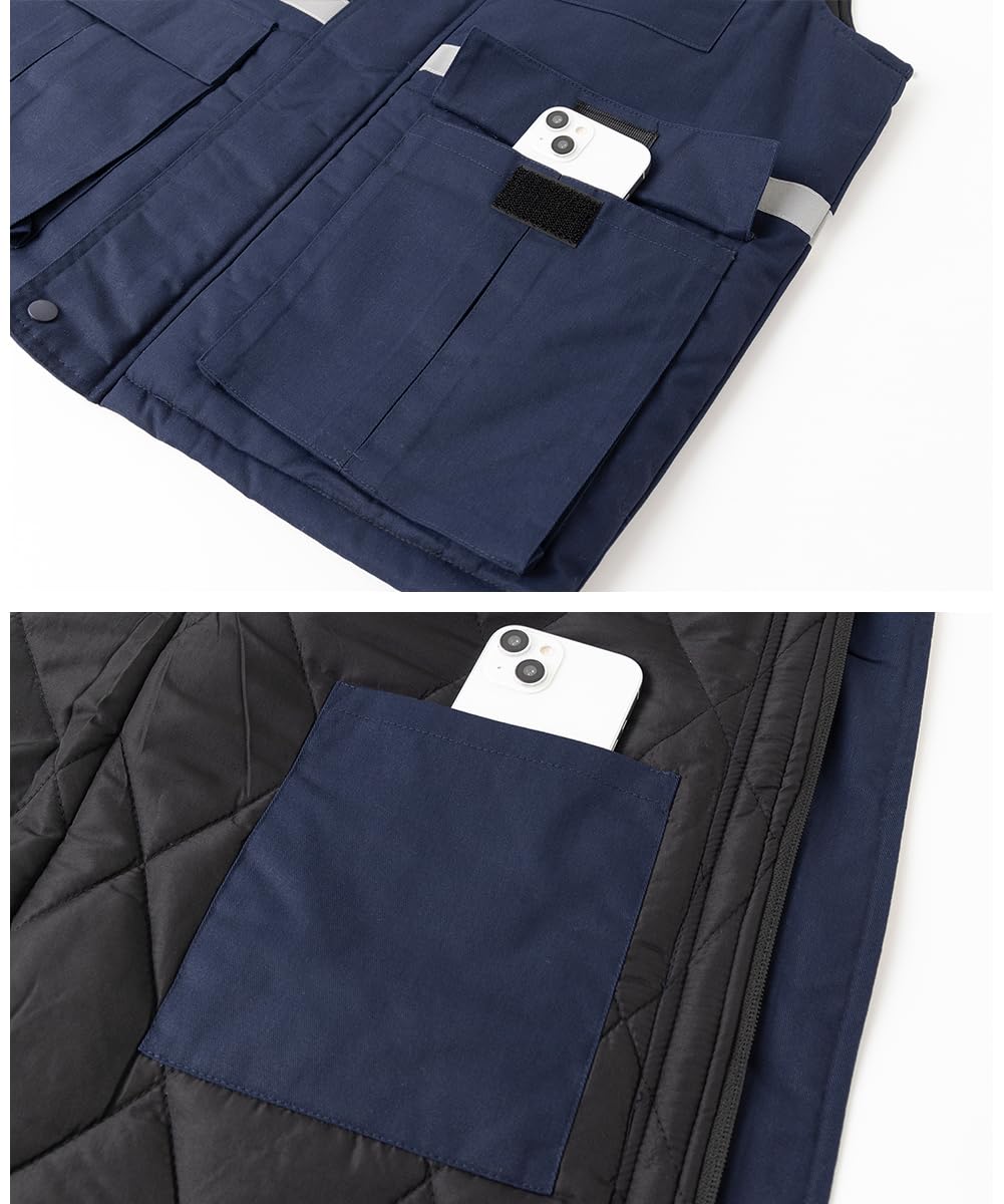 Homme Gilet Haute Visibilité de Travail Rembourré Gilet Réfléchissante Manteau Sans Manche de Travail