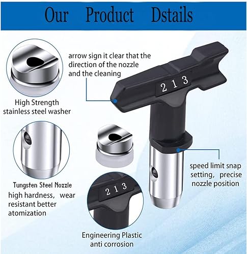 Miniatura 3 de JXZSJ Juego de boquillas de pistola de pintura sin aire. Puntas de pulverización para pulverizador sin aire, puntas de boquilla de pulverización