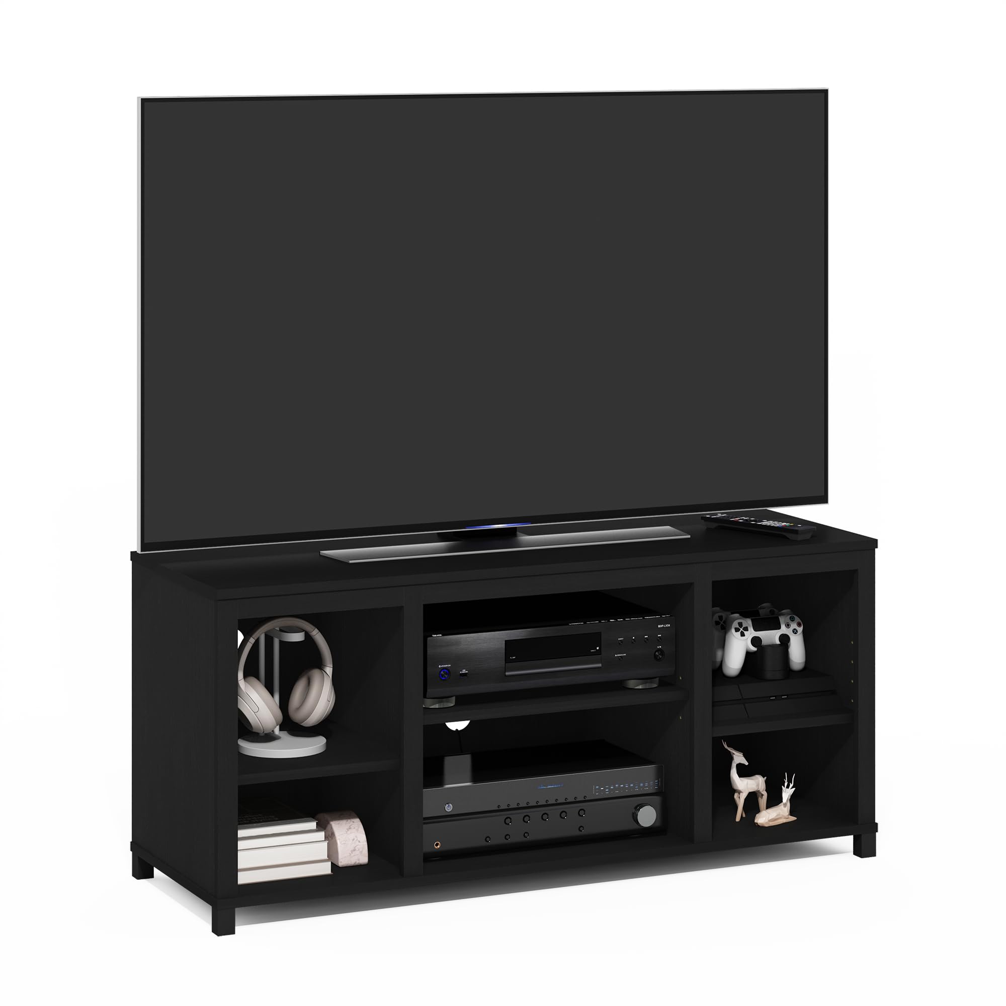 Furinno Classic TV Stand, Entertainment Center, TV Console for TV up to 55 Inch with Shelves, for Living Room, Bedroom, Americano