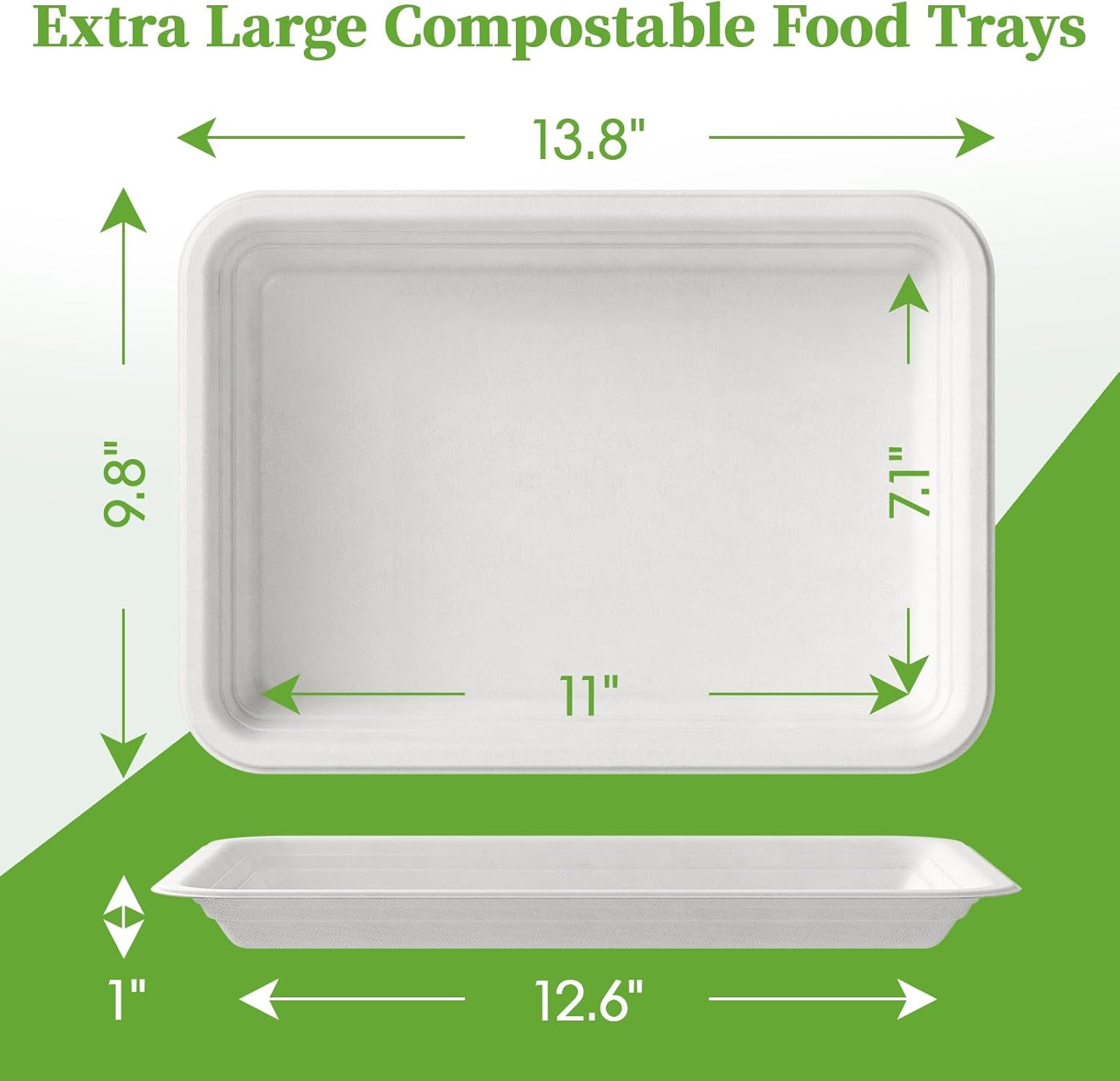 ECOLipak 100 Pack 14 Inch Disposable Food Crawfish Trays, Compostable Large Paper Plates, Disposable Thanksgiving Trays for Serving Food, Turkey, BBQ, Seafood Boil Party Supplies(White) - Image 3