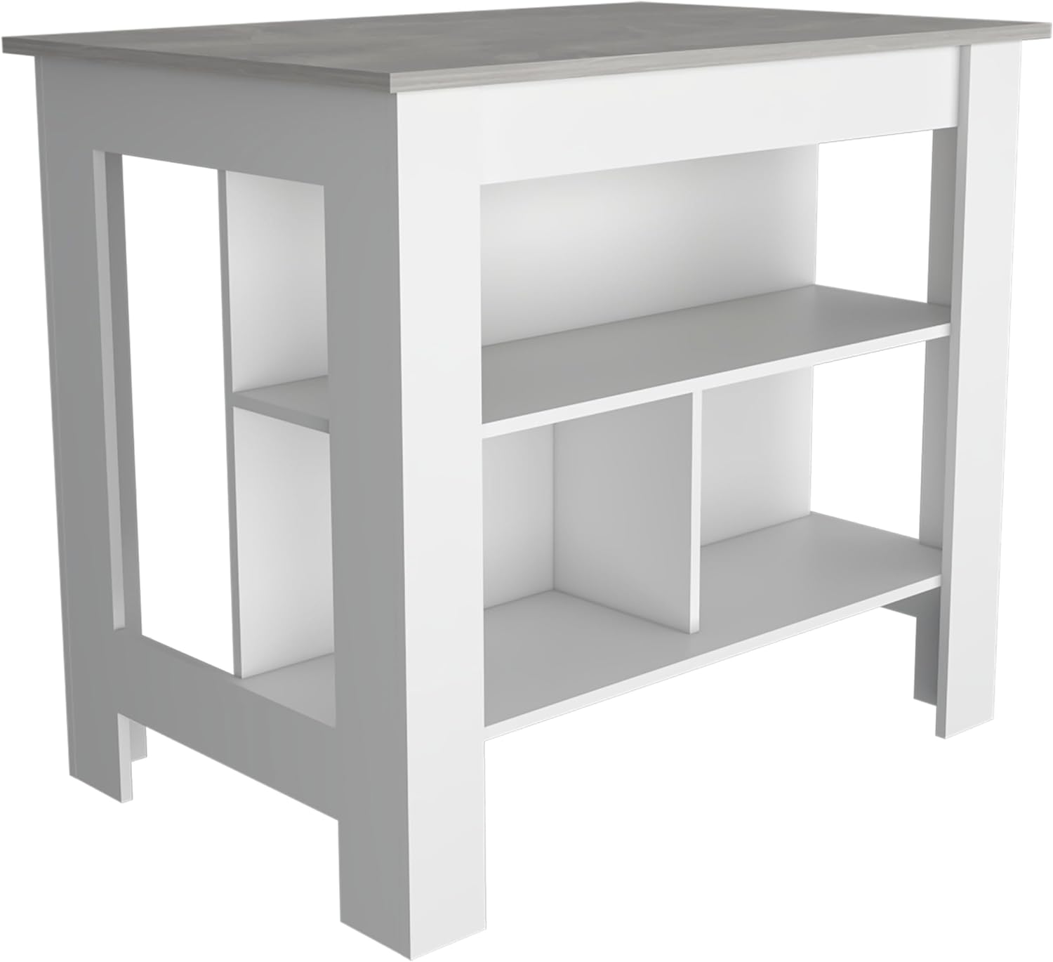 Kitchen Island with Engineered Wood, Three Concealed Shelves, Spacious Top Surface, Modern Industrial Design, Kitchen Storage, Dark Brown, 27.5" D x 40.5" W x 35.4" H