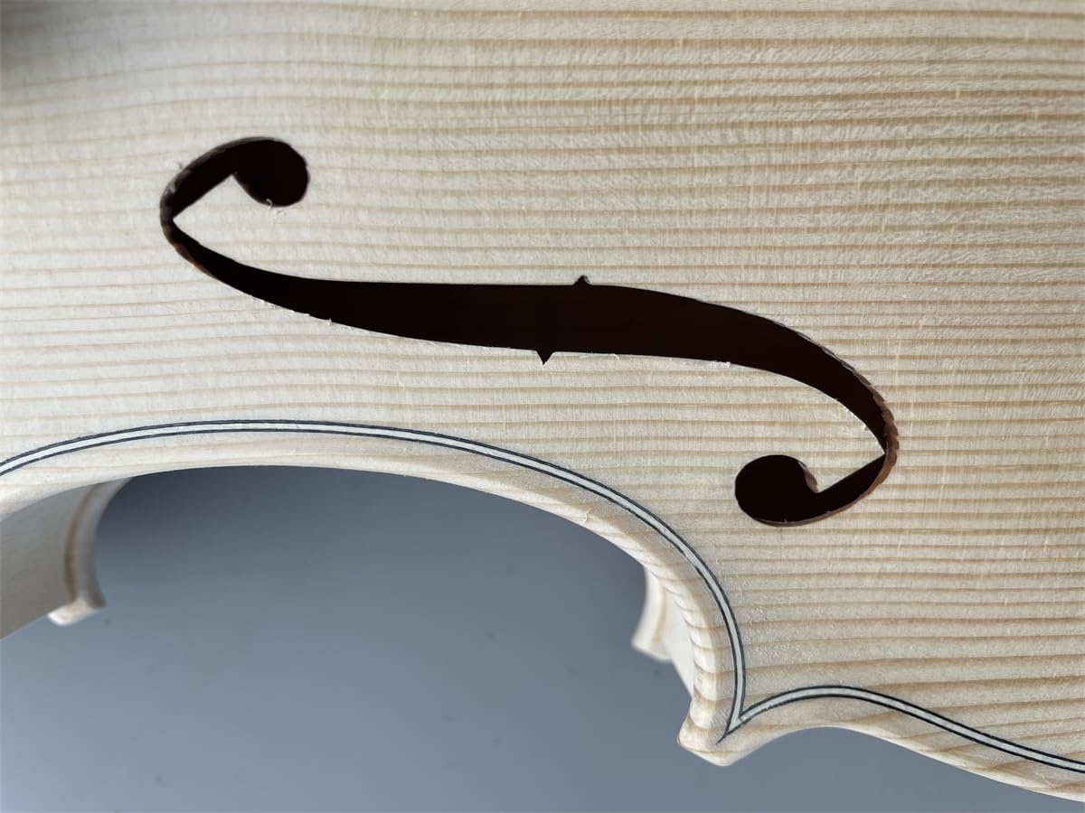 Vetimobato 4/4 Handmade Unfinished White Violin Kit – Solid Flame Maple Back Spruce Top for Professional Luthiers Repair Custom Varnish Setup (Flame Maple Guarneri Violin)