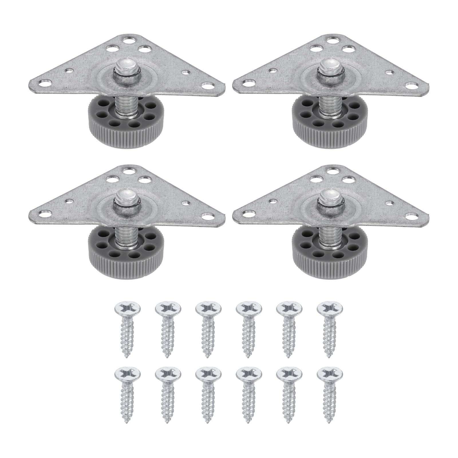 sourcing map 4Pcs Furniture Leveling Feet, Adjustable Metal Feet Levelers, Screw on Heavy Duty Table Leg Levelers with Triangular Plates for Sofa, Chair, Cabinet, Table(27 x 18 x 25mm)