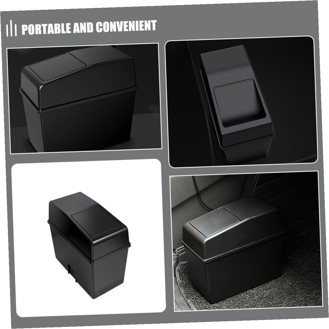GANAZONO Compact Car Trash Can with Lid Garbage Bin Multifunctional Organizer for Vehicles Home Office Space-Saving Storage Container