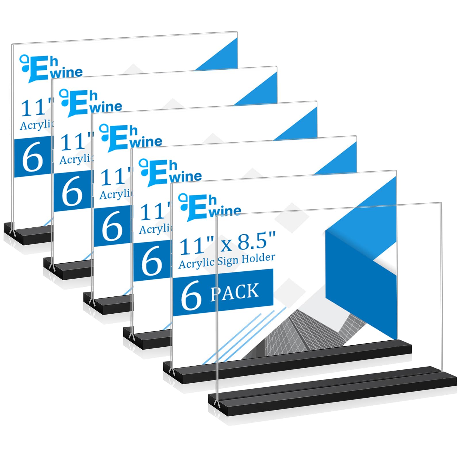 EHWINE 6 Pack Acrylic Sign Holder 8.5 X 11 Horizontal