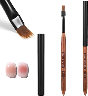 2 Pcs Ombre Brush, Ombre Brush Nail Art Brown Extension Nails Art Brushes Professional Manicure Painting Design Brushes with Black Cover for Women Home DIY Manicure Arts Salon