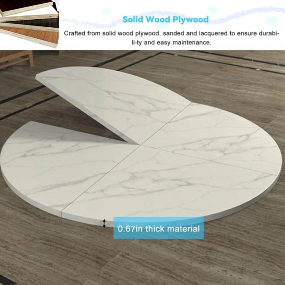 Temporary Table Top Large Round Foldable Table Top Extender Wood Folding Circle Tabletop Only 47/59/63/71/79 Inch Countertop for Dining Table(Yellow Pomelo,200cm/79in)