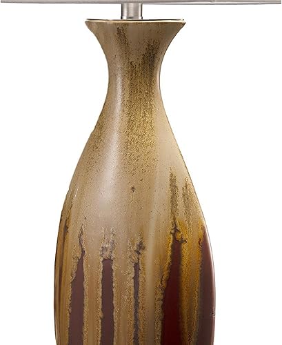 Miniatura 5 de A and B Home - Lámpara de mesa de 36 pulgadas de alto en forma de tambor naranja y rojo de cerámicatela para mesita de noche, tocador, sala