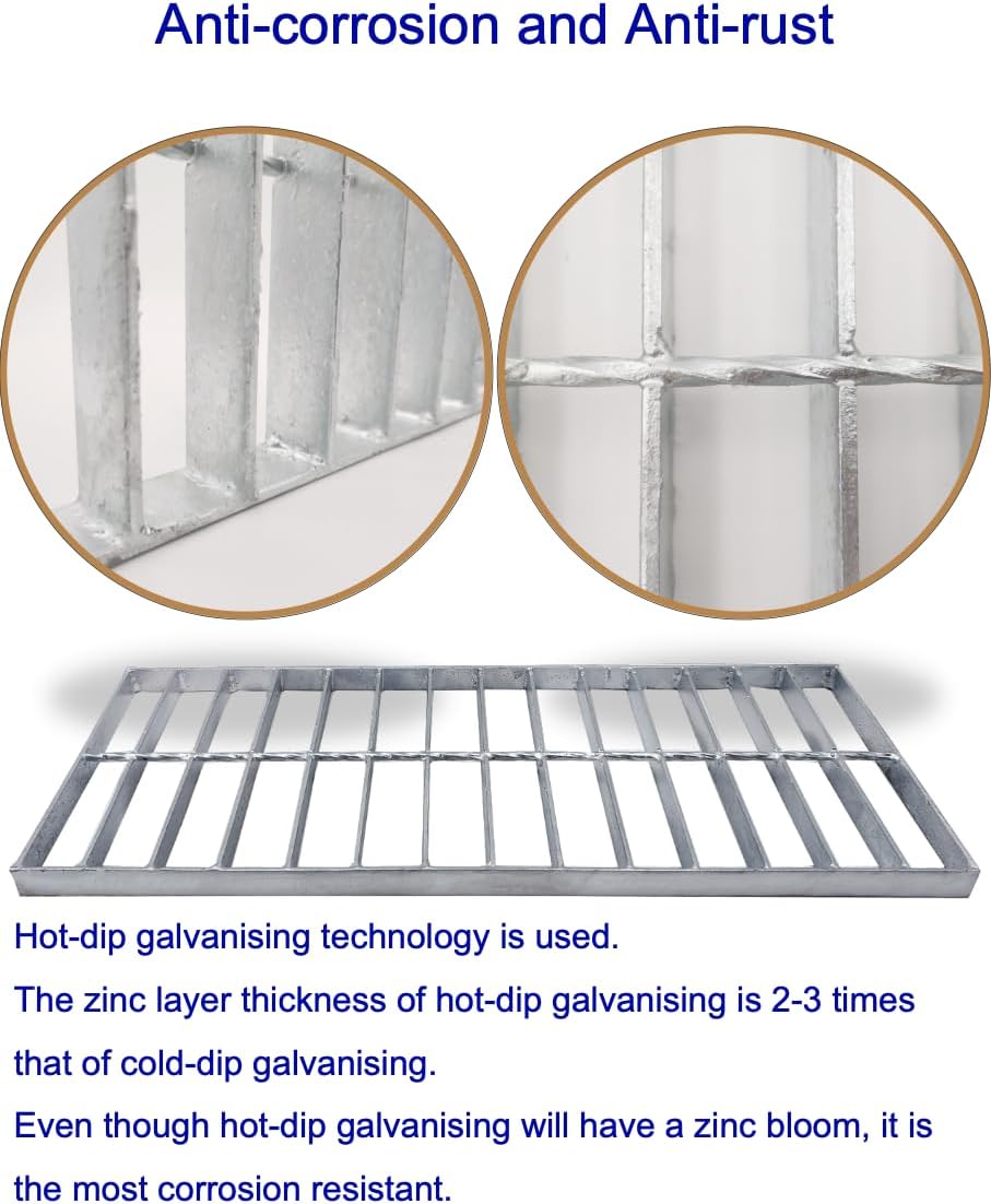 亜鉛メッキスチール排水格子 20x8インチ NDS 8インチ PROチャンネル用 【Jacuzzi】 屋外排水カバー Bクラス交換用下水
