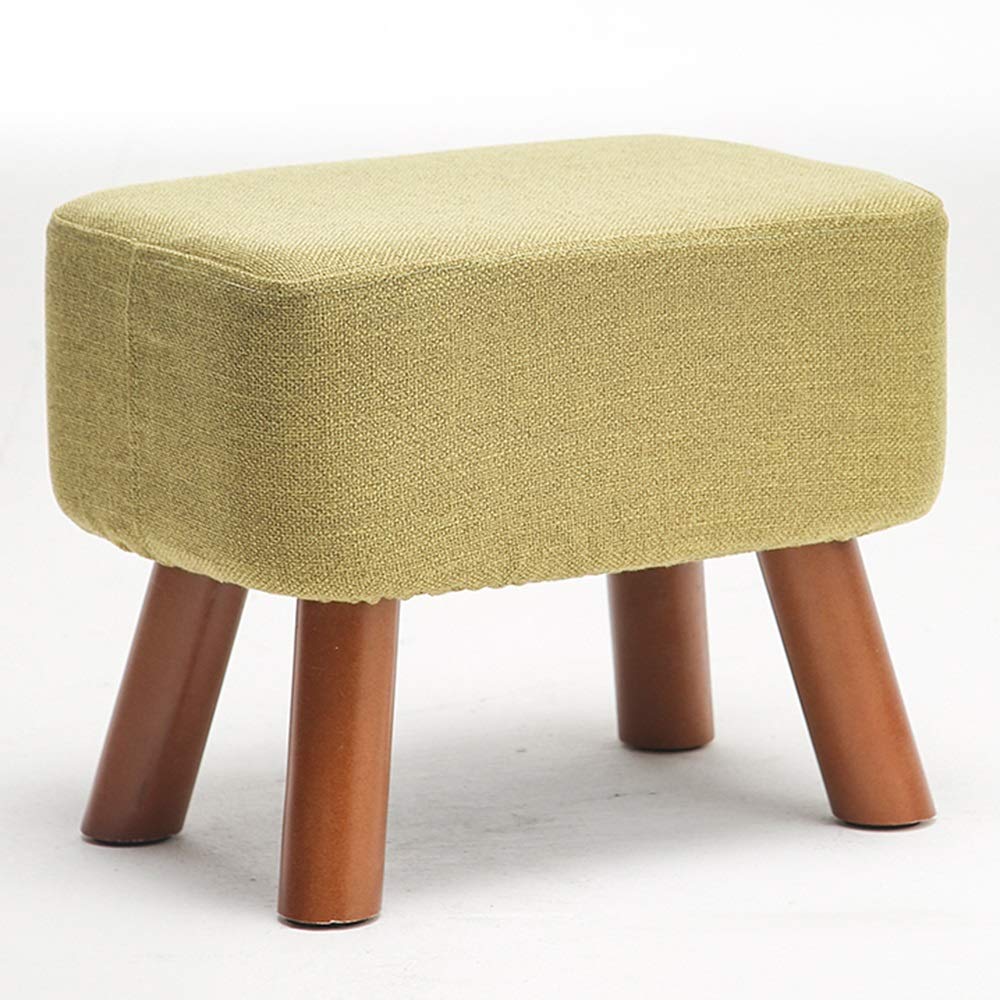 Tabouret en bois massif vert avec housse amovible 40x28x33 cm