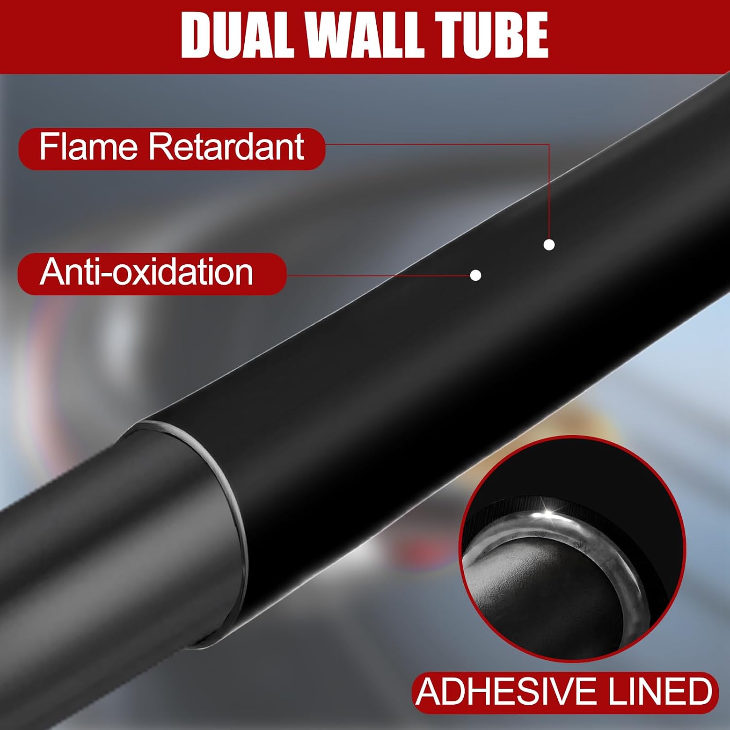 Relaxweex 1 Pcs Heat Shrink Tubing, 3: 1 Ratio Dual Wall Adhesive Lined, Marine Grade Waterproof, Insulated Sealed for Industrial/Automotive Cable Repair(3/8'' (9.5mm)-82ft,Black)