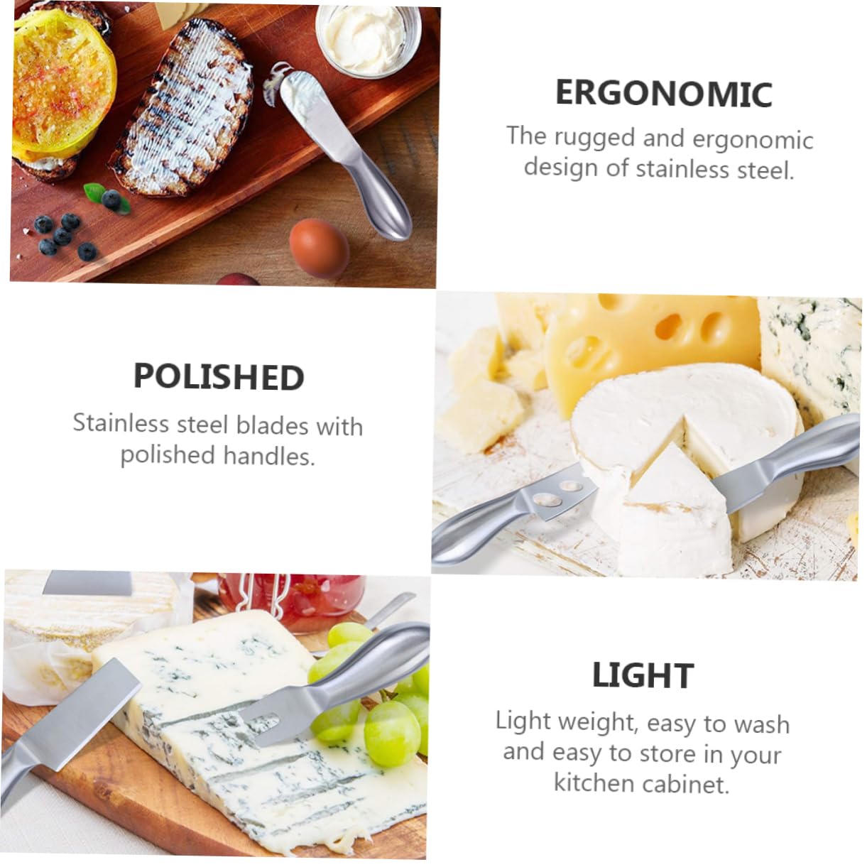Affetta Formaggio per Taglio Preciso e Pratico in Acciaio Inossidabile Set di 6 Pezzi Leggero Utensili da Cucina