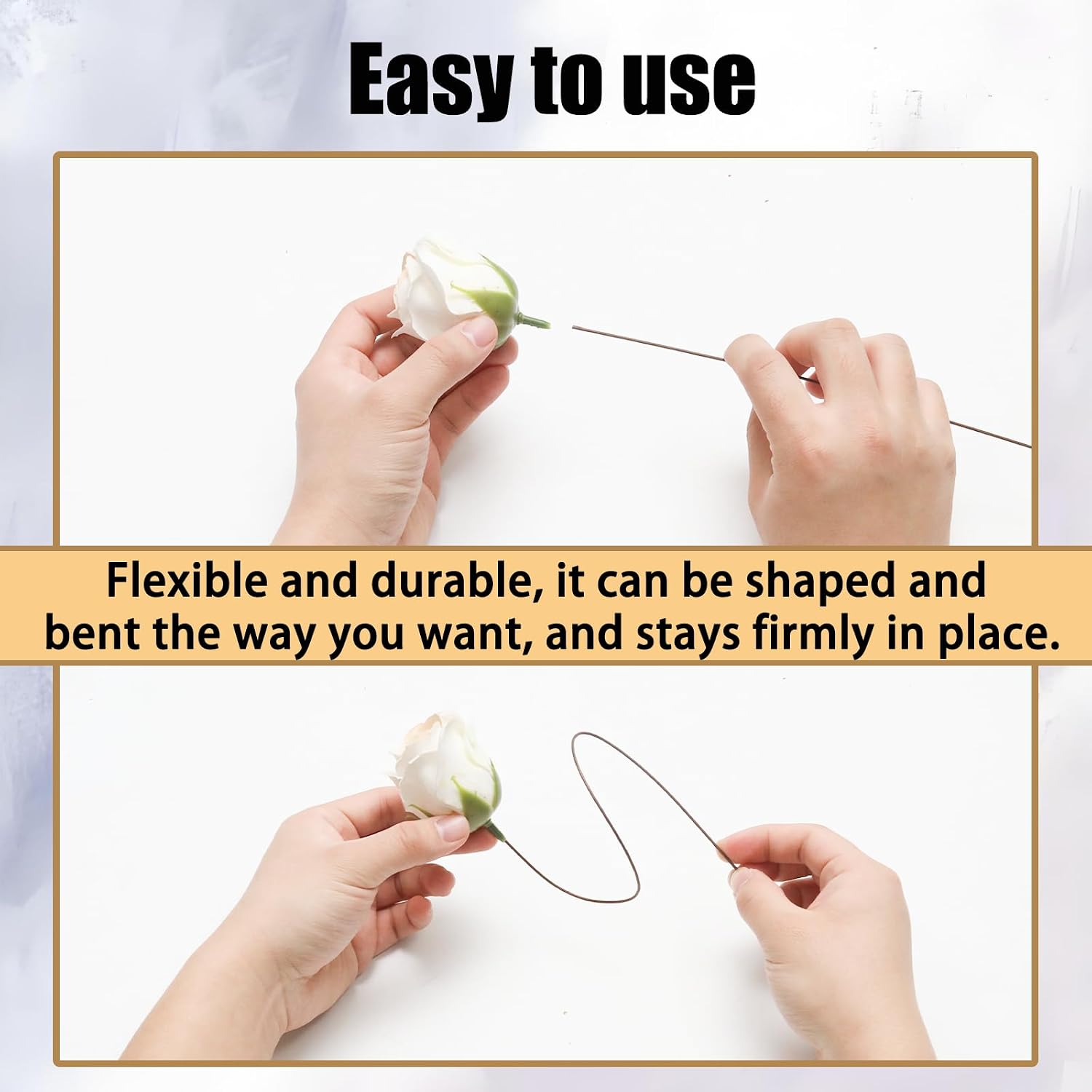100 PCS Brown Floral Wire, 14 Inch 18 Gauge Flower Stems for Artificial Flower Making Fake Flowers Sticks for Paper Flowers, Bouquets, Wreaths(Brown)
