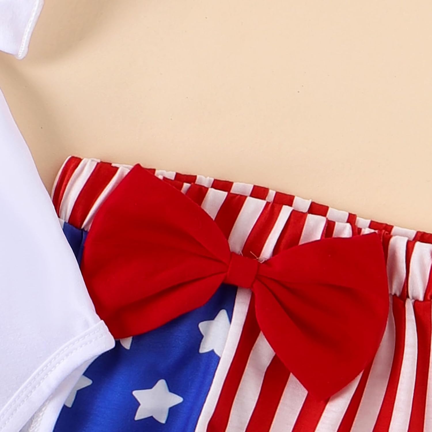 Bonangber 4th of July Baby Girl Outfits Short Sleeve Romper Stars Stripe Print Bell Bottoms Set Newborn 4th of July Outfit