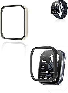 Pack de 2 fundas para Amazfit Bip 6, yystao más rígidas para PC con protector de pantalla de cristal 9H, color blanco y negro