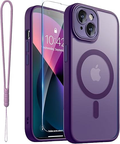 Miniatura 15 de ROYBENS Funda transparente mate para iPhone 14 Pro-Max compatible con Magsafe, protección completa de lente de cámara, protector de pantalla, correa