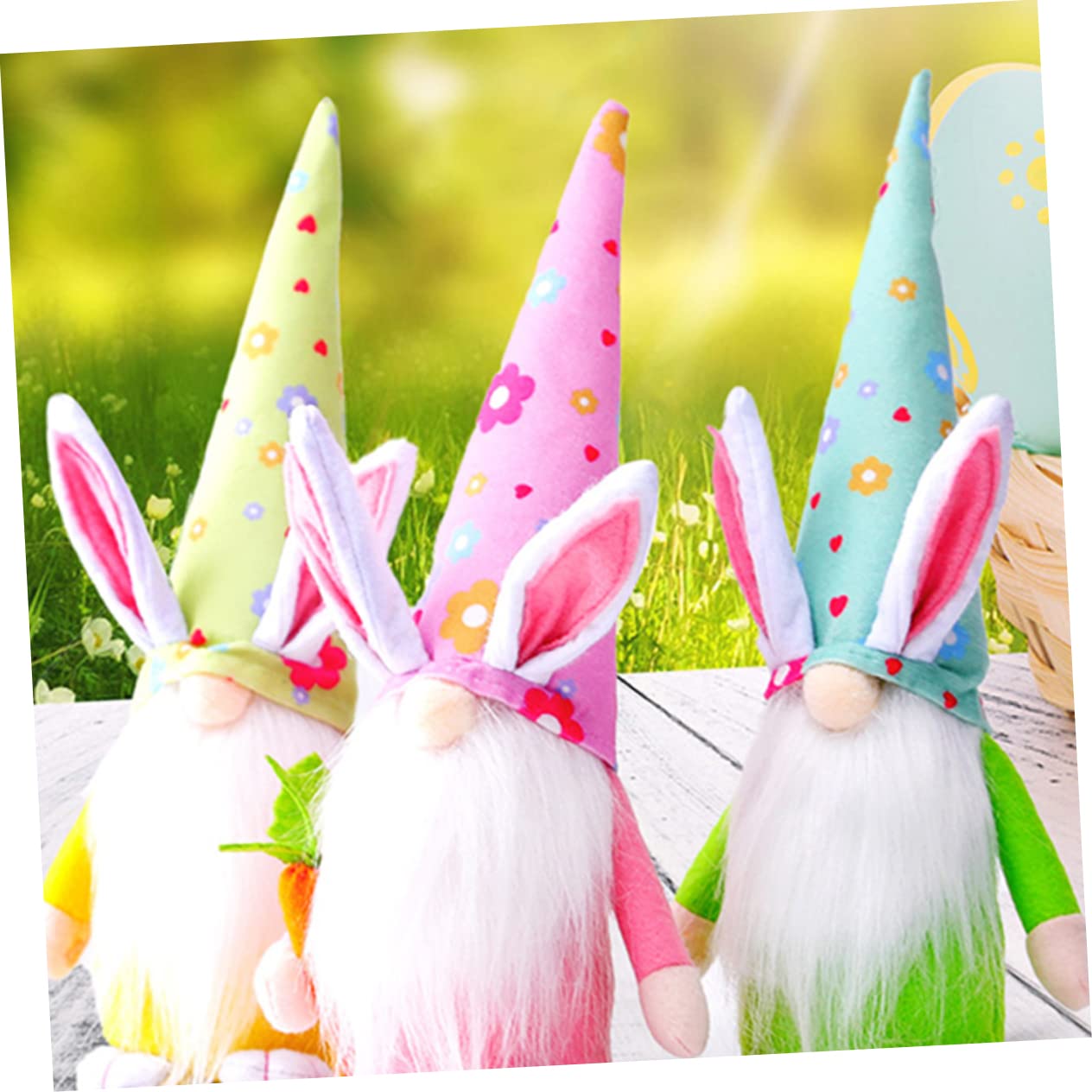 ABOOFAN 2 Sätze Osterpuppe Figur Babypuppe Osterhasen- Zwerge Plüsch Hasenpuppe Büro Dekoration Kaninchenzwergpuppendekoration GNOME Puppe Tischdekoration Acryl 3 Stück * 2