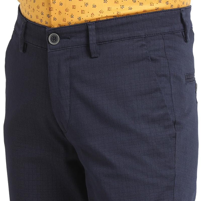 Pantalon décontracté en coton stretch marine pour vos journées de bureau