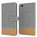 Produktbild EAZY CASE Tasche kompatibel mit iPhone 7 Plus / 8 Plus Stoff Schutzhülle mit Standfunktion Klapphülle im Bookstyle, Handytasche Handyhülle mit Magnetverschluss und Kartenfach, Kunstleder, Hellgrau