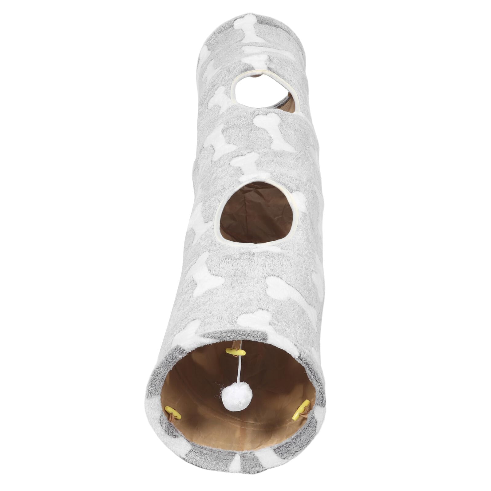 Gatuida Tunnel Pliable pour Chat Intérieur à Motif Os avec 2 Trous et Balle en Peluche Tunnel de Jeu Sonore pour Chatons Favorisant L’activité Physique Sommeil des Chats