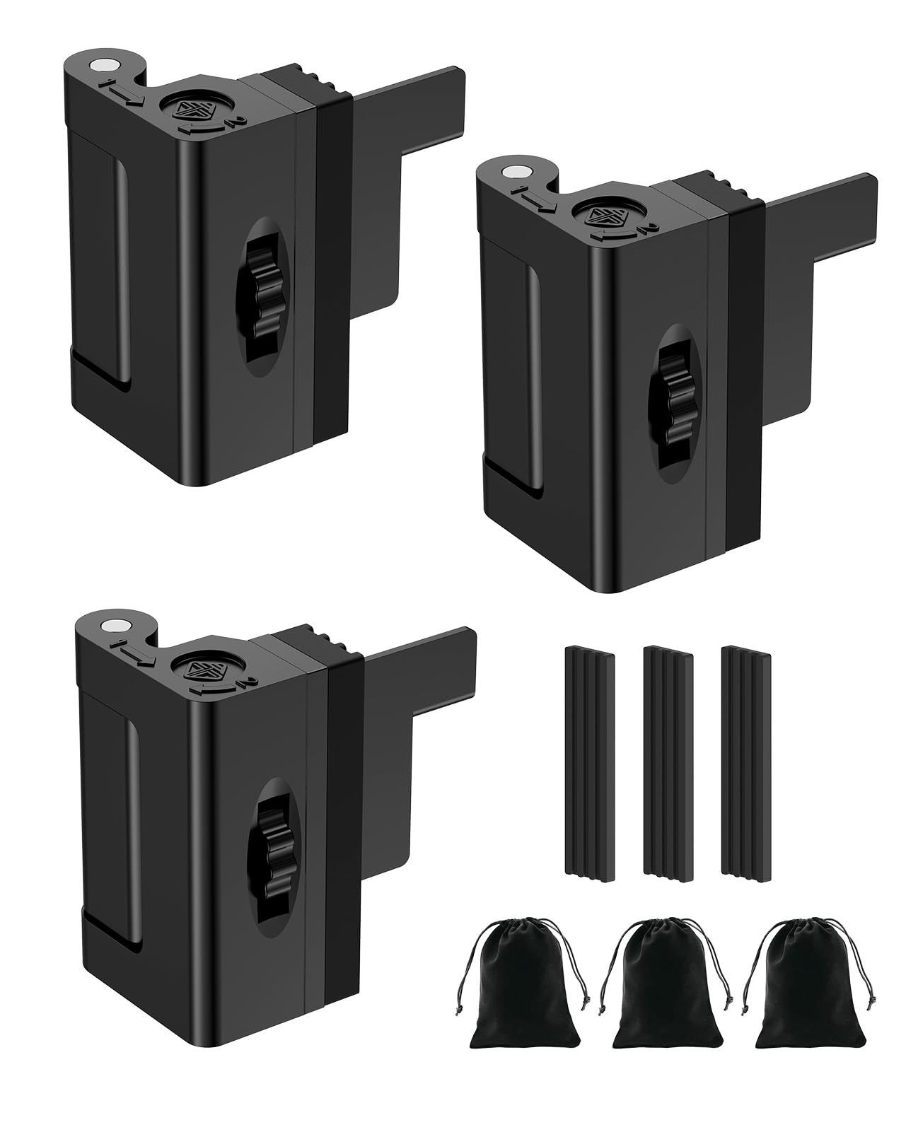 Anobeyi Portable Door Reinforcement Lock for Travel & Home, No Screws Instant Install Safety Lock for Inward Swing Front Door, Hotel, Apartment - Extra Latch from Inside Withstand 800lbs (Black-3PCS)