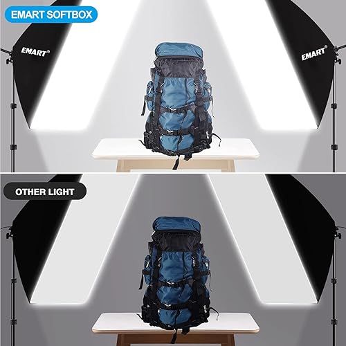 Miniatura 2 de Emart Kit de iluminación Softbox mejorado con bolsa de arena, 24 x 24 pulgadas, iluminación fotográfica con bombillas E27 de 135 W 5500 K, equipo de