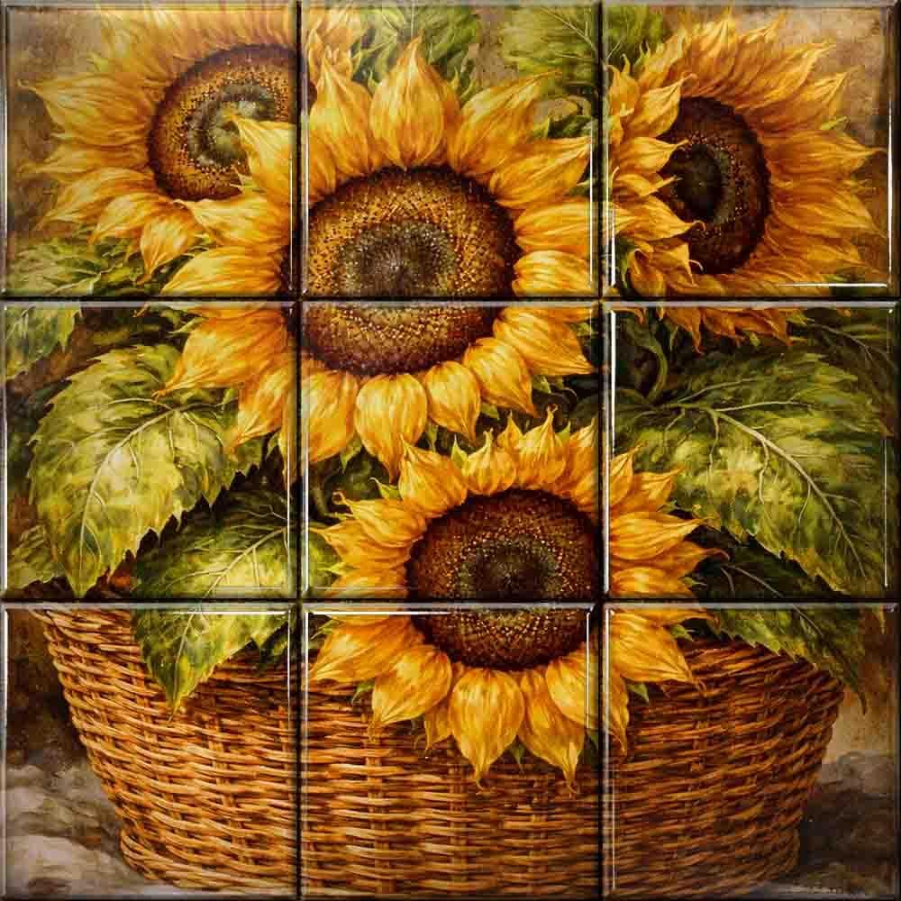 Floral Ceramic Tile Mural – Floral Sublimation Tile Art | Glossy Photo Tiles for Home Decor & Gifts | Design - S11, 4.25" Tiles, 09-PCS (3X3)