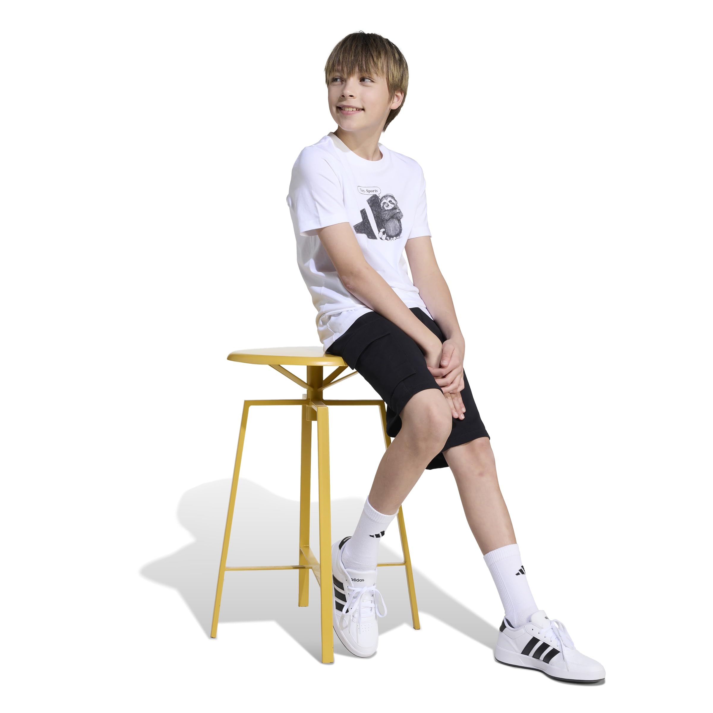 adidas Uniseks - dzieci SPORTS GRAPHIC T-SHIRT JUNIOR, white, 9-10 Years