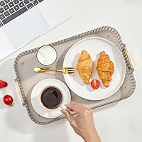 Vista 2 de TiLeMium - Bandeja de plástico para servir alimentos con asa, para fiestas, entretenimiento, rectangular, para frutas, aperitivos, galletas, cocina