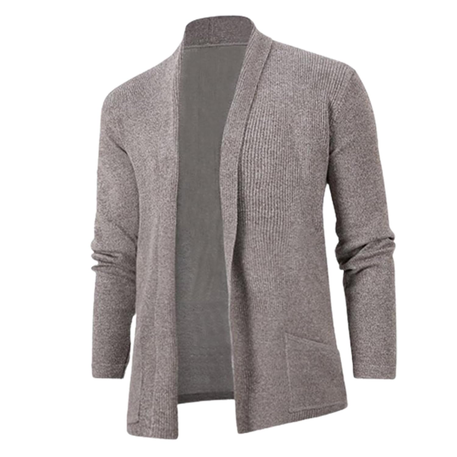 QQLADY Jacksman Cárdigans Delgados para Hombre con Bolsos,Suéteres Tipo cárdigan Abiertos y sólidos para Hombre,Sudadera Informal de Manga Larga con Bolsillos (S,Short Style-d)